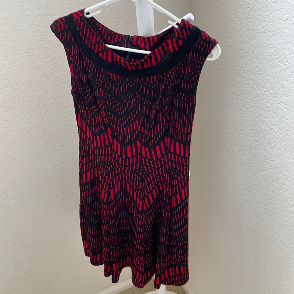 Black/Red Danny & Nicole A-line Flare Midi Dress